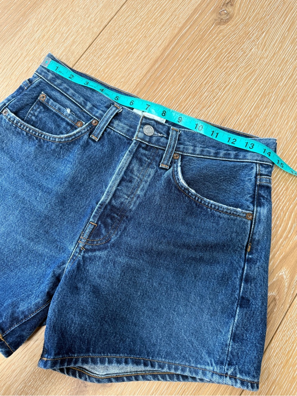 AGOLDE Parker Long High Rise Denim Shorts Organic Cotton Size 25 - Picture 10 of 10